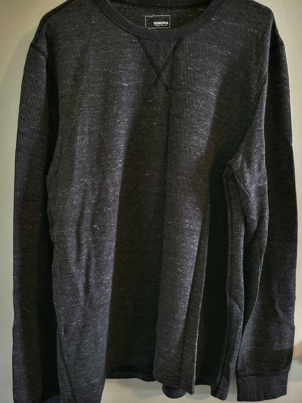 Sonoma Soft Cotton Crew Neck Long Sleeve T-Shirt Tee Ribbed Knit XL Tall